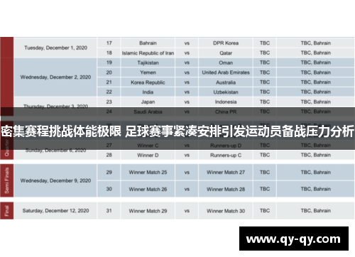 密集赛程挑战体能极限 足球赛事紧凑安排引发运动员备战压力分析